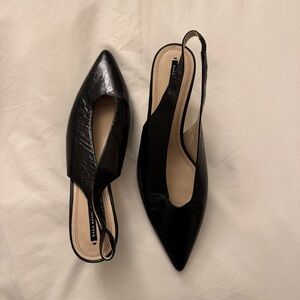 Zara Black Pointed Slingback Heels